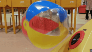 Gif of beach ball demonstrating Bernoulli's principle