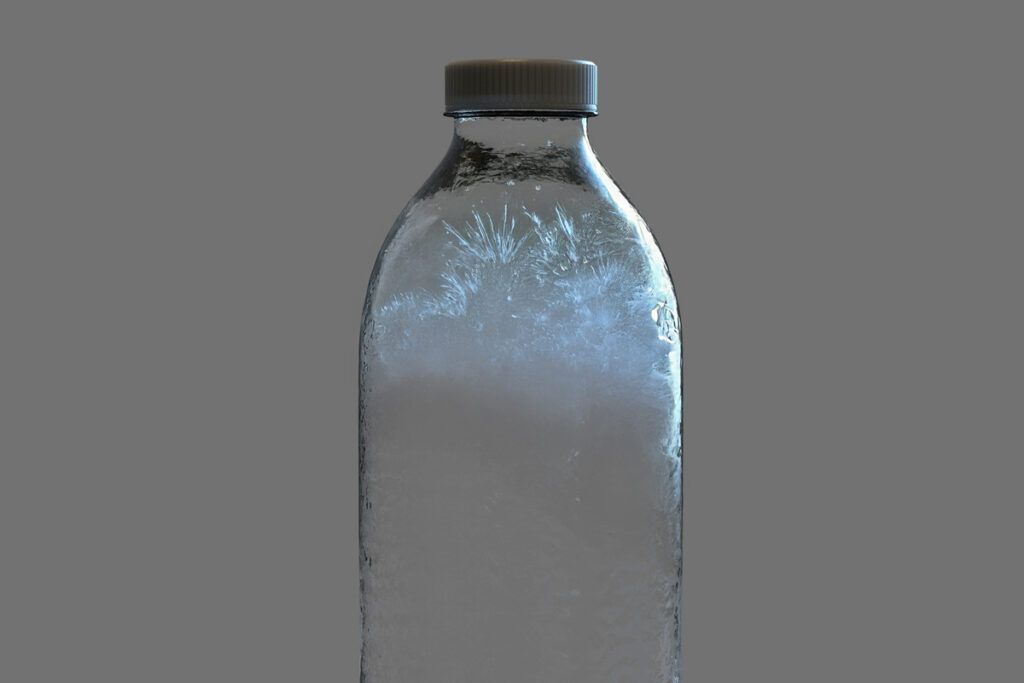 Supercooled water in a bottle