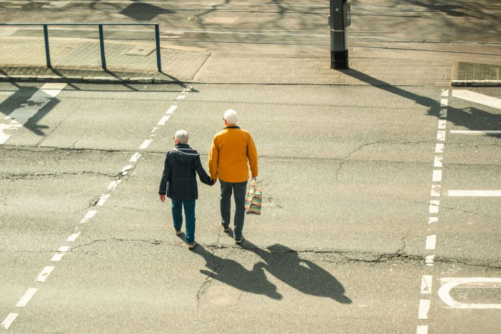 Older couple walking