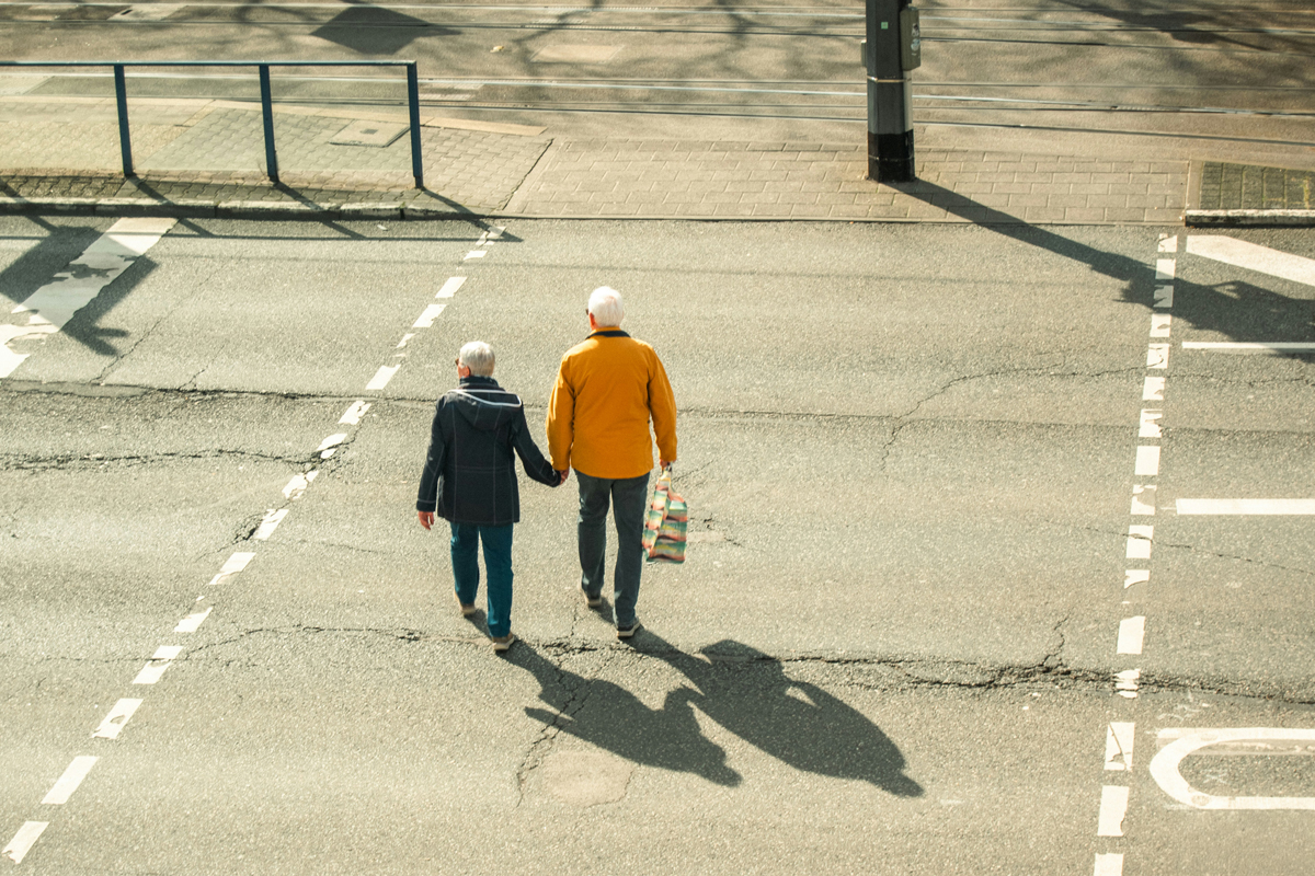 Older couple walking