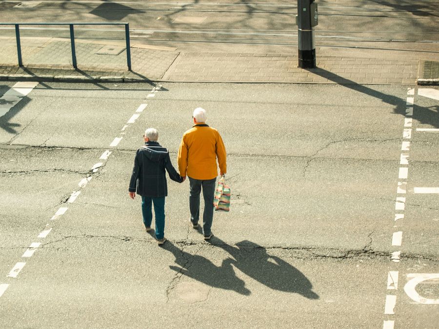 Older couple walking