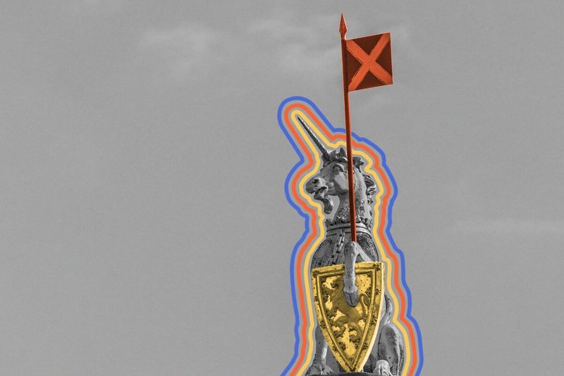 A Scottish unicorn statue.
