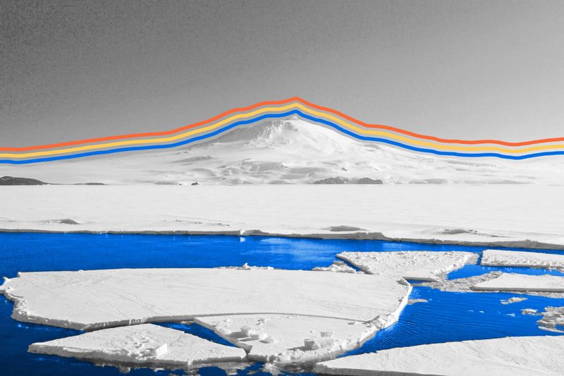 View of Mount Erebus in Antarctica