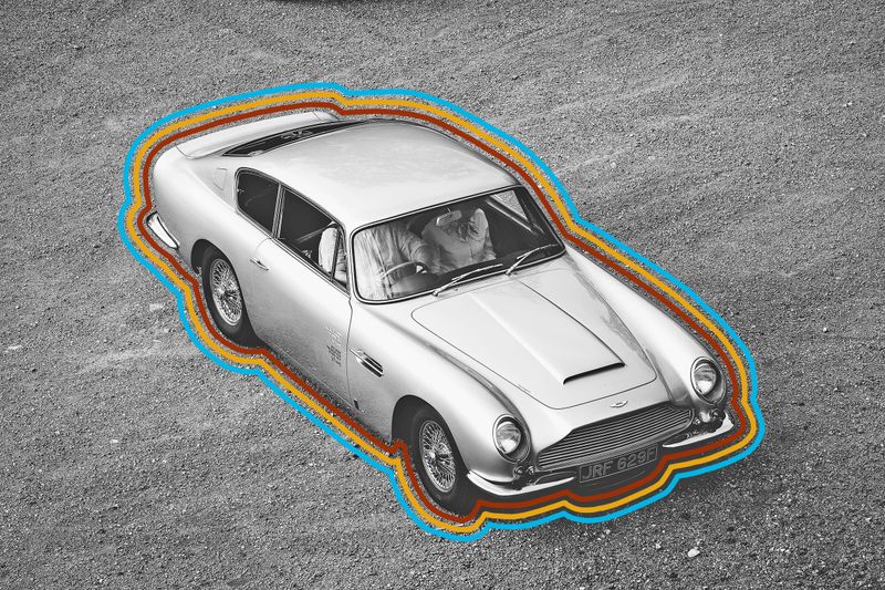 Aerial view of a vintage car