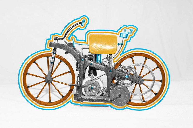 The first motorcycle had more wheels than the first car.