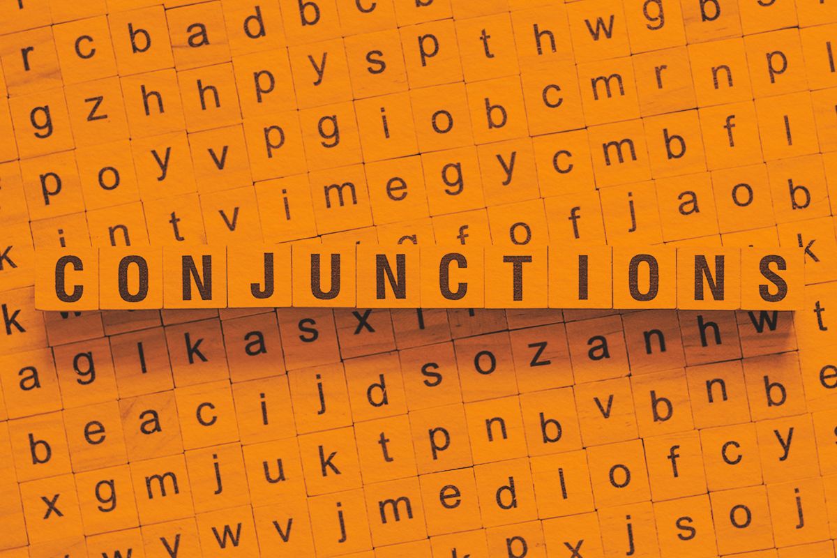 Conjunctions word concept on cubes