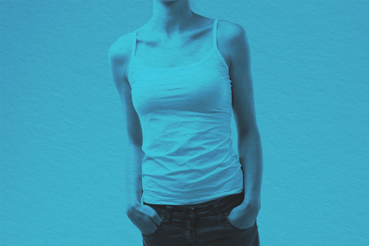 Close-up of a white tank top